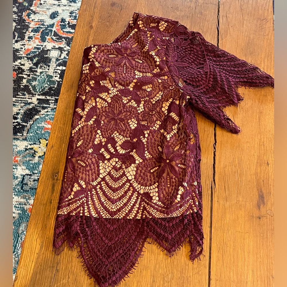 Express Burgundy lace top